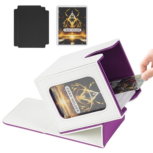 Card Deck Box for MTG Commander, Deck Case Holds 100 Double-Sleeved Cards - color: White & Purple, size: 1 Box