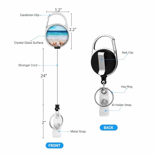 Beach ID Badge Holder Shells Sand Sea Badge Holder with Lanyard for Student Nurse Worker - color: Beach