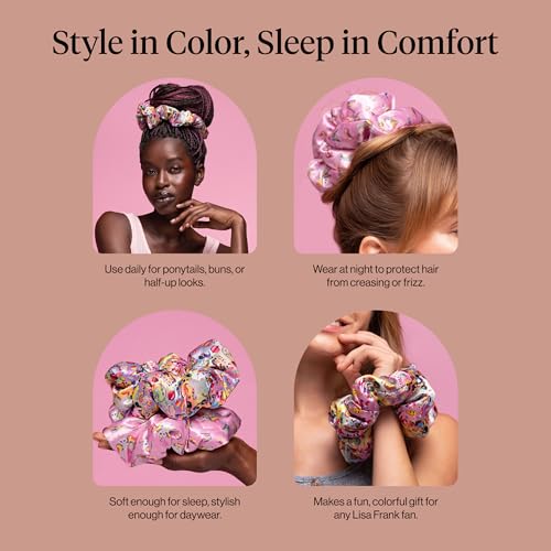 Lisa Frank x Kitsch Pillow Satin Scrunchies for Women - 2pcs - color: Lisa Frank