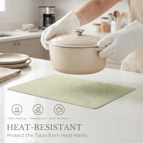 Romanstile Faux Leather Vinyl Placemats Set of 6, Grass Green - color: Grass Green