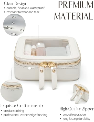 Popvibe Small Clear Makeup Bag for Purse, Travel Cosmetic Case, White, Mini - color: White, style: Mini Chic