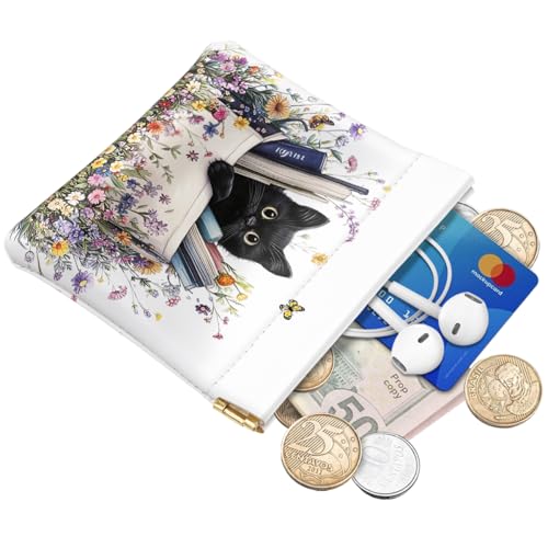 Cat Squeeze Coin Purse Pouch Small Makeup Bag for Purse - color: Cute Cat, size: Small (4.4"x3.85")