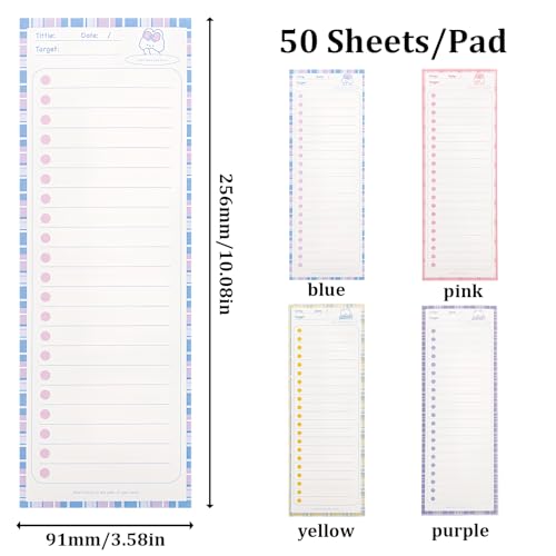 4 Pack Long Narrow Notepad, Bear & Bunny, Lined - color: Bear & Bunny, Lined