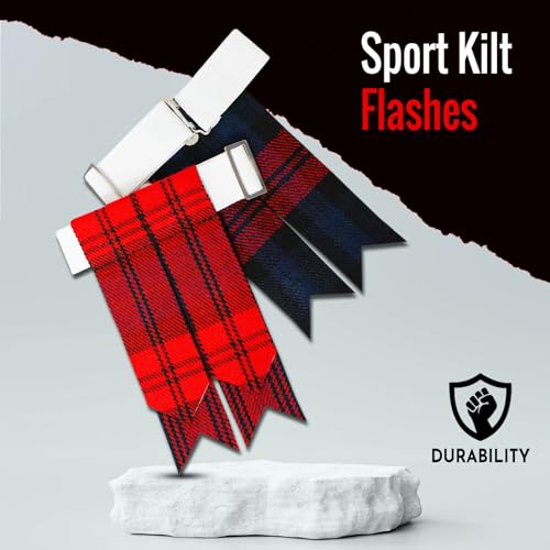 Kilt Flashes for Men with Heavy Buckle Adjusters, Plain & Tartan Kilt Sock Flashes. - color: Maclaclhan