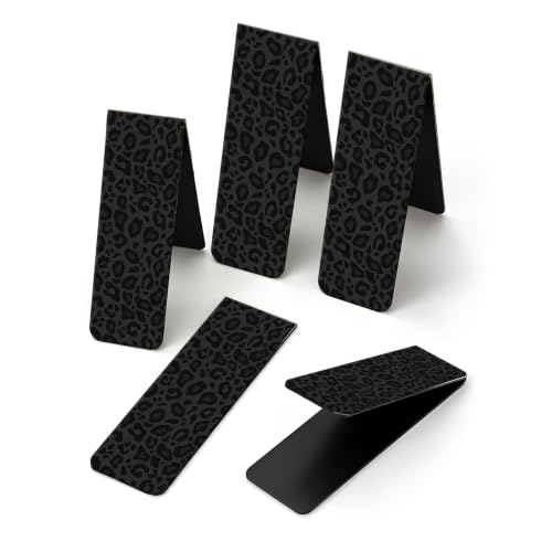 5 Pieces Magnetic Bookmarks, Cute Magnet Bookmark Clips, Colorful Page Markers for Books, Reading Supplies for Book Lovers, Women and Men Black Gray Leopard - color: Black Gray Leopard