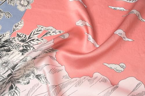 100% Mulberry Silk Scarf - 21" Square Lightweight Neckerchief, Gift Packed - color: Pink-9