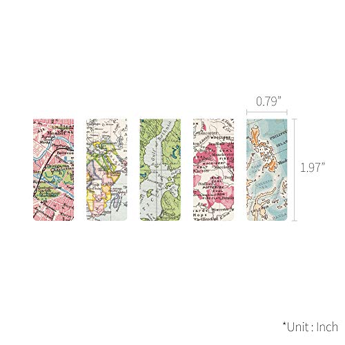 Monolike Magnetic Bookmarks Vintage Maps, Set of 5 - color: Vintage Maps