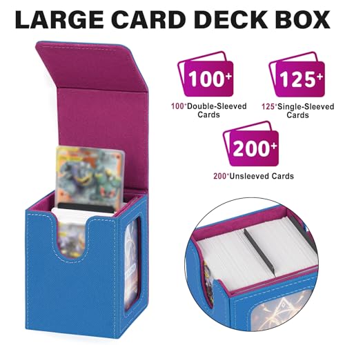 Card Deck Box for MTG Commander, Deck Case Holds 100 Double-Sleeved Cards - color: Blue & Red, size: 1 Box