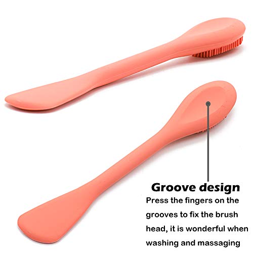 RamPula Silicone Face Mask Brush, Face Scrubber for Gentle Exfoliating & Hairless Moisturizers Applicator Tools for Apply Mud, Clay, Charcoal Mixed Mask, Cream, Lotion - color: Orange and Dark Blue