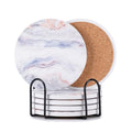 6Pcs Absorbent Coasters Set with Holder,Ceramic Drink Coaster,4 in（A3） - color: Cloud Style
