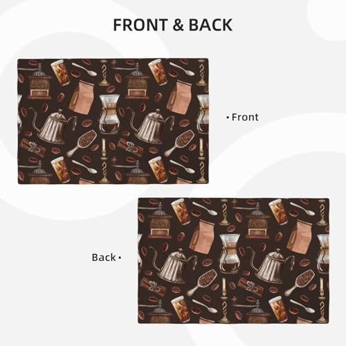 Vintage Coffee Print Placemats Washable Table Placemat Set of 4 - color: Brown, size: Set of 4