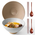 Milkyway 54 oz Large Ramen Bowls Set of 2, Cinnamon Brown & Light Gray - color: Cinnamon Brown & Light Gray