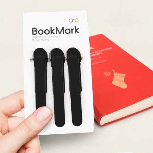 SMUK 3 Pieces Automatic Silicone Bookmarks, Page Holder Clip Bookmarks for Reading Women Men Book Lovers, Book Page Keeper Book Markers Reading Accessories Gifts - color: 3 Black