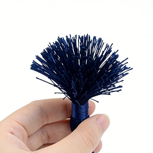 20Pcs 4.3 Inch Silky Mini Craft Tassels for Earrings, Souvenir(Dark Blue) - color: Deep Blue