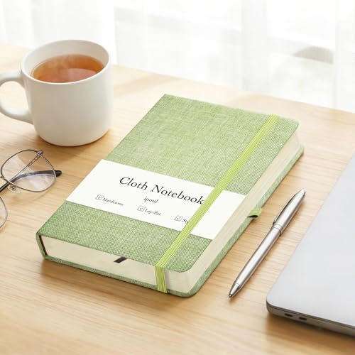 Linen Notebook, College Ruled, Hardcover, Lay Flat, B6, Small, 5x7, Thick, 100gsm, Green, Journal for Writing, Notebook for Work, Office - color: B6-Minimalism Green