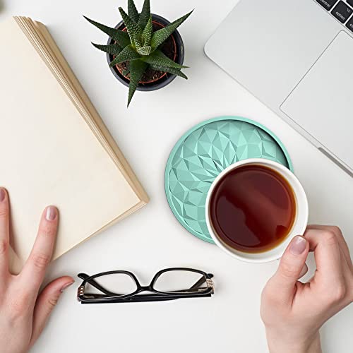 ME.FAN Silicone Coasters with Holder,[6 Pack] Drinking Coasters - Cup Mat for Hot or Cold Drinks, Thickened, Non-Slip, Non-stick,Deep Tray Dark Grey - color: Dark Gray