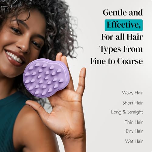 HEETA 2-Pack Large Scalp Massager Scrubber Shampoo Brush for Hair Growth - color: Light Beige & Purple