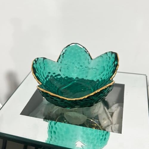 Small Green Flower Jewelry Dish, Glass Jewelry Ring Tray Trinket Bowl, Nightstand Decor Ring Holder for Women, Home Decor Gifts for Women, Wedding, Birthday, Mothers Day, Christmas, Thanksgiving - color: Green