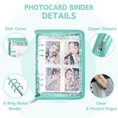 A5 Photocard Binder Holder Photo Card Storage Book 320 Pockets, Cyan - color: Cyan