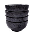Japanese Ceramic Rice Bowl Set of 4,4.5 Inch Speckled Black Small Bowls - color: Black