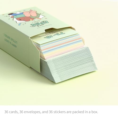 Monolike Day-by-day Card, Happy and Lucky Littles Series.1 - Mix 36 Mini Single cards, 36 envelopes, 36 stickers Package - color: Happy and Lucky Littles Series.1