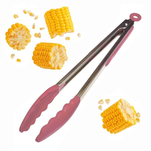 Starpack Get a Grip Silicone Kitchen Tongs (12 Inch) - LFGB Non Toxic, 600°F Heat Resistant, BPA-Free - Heavy-Duty Stainless Steel, Locking - Dishwasher Safe for Nonstick Cookware - color: Earthy Pink, size: 12" Single