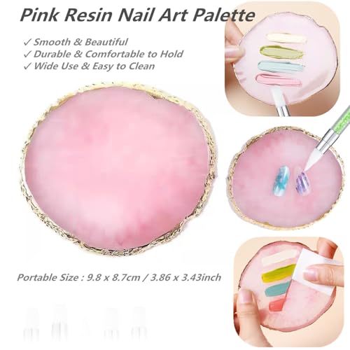 FULINJOY Nail Art Design 11PCS Kits - Resin Nail Art Palette, 5Pcs Nail Art Sculpture Pen Dual Tipped Silicone Nail Tools, 5Pcs Double Ended Nail Dotting Pens