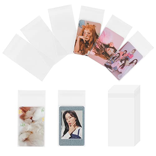 100 Packs Photocard Sleeves, 59 x 90 mm 200 Microns Kpop Clear Sleeves Idol Photo Cards Transparent Protector Trading Cards Shield Cover (Sealable) - style: Sealable