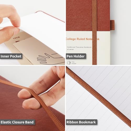 Hardcover Notebooks, A5 Lined Journals Notebook for Writing 160 Pages - color: Brown, size: 1 Pack