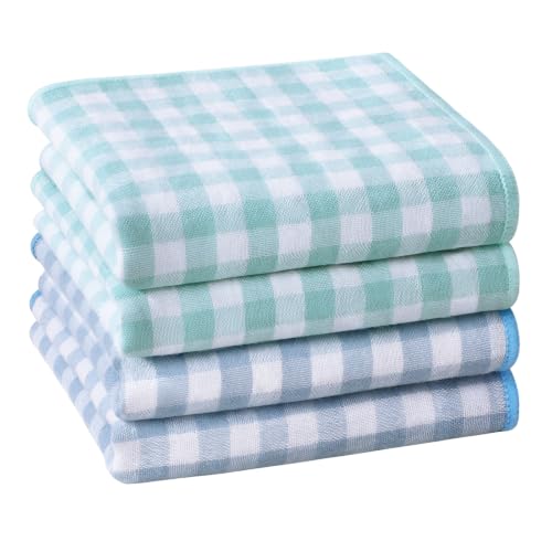 Handkerchiefs for Women, Soft Muslin Cotton Womens Handkerchiefs - color: Checked - 4pcs