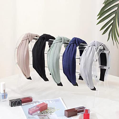 LOVNFC Womens Headbands, 5Pcs Knotted Head Bands No Slip Fashion for women Girls (Mixed Color) - color: pure color
