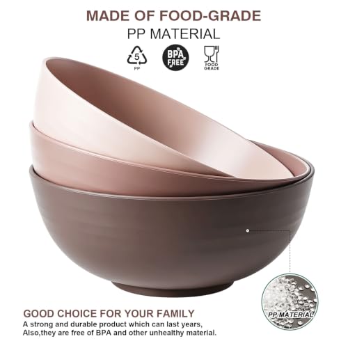 Greentainer Unbreakable Large Salad Bowls, 76 oz Plastic Serving Bowl Set of 6, Lightweight Bowls for Soup, Cereal, Fruit, Popcorn, Dishwasher & Microwave Safe - color: Terracotta Red