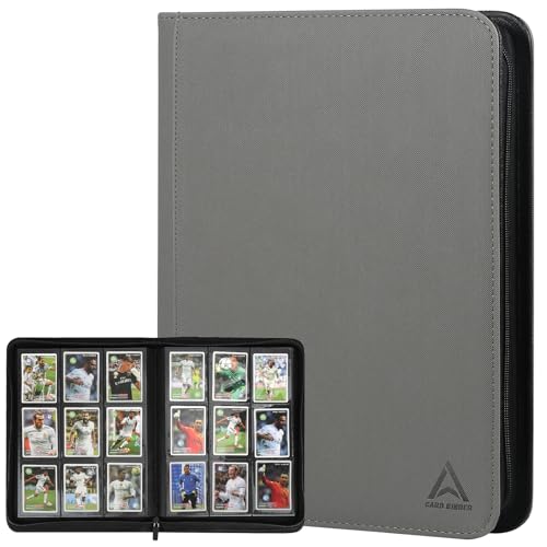 9 Pocket Card Binder - 540 Capacity with Zip Closure Premium, Double-Sided,Sturdy & Sleek PU Leather Protector for MTG, TCG, Sport & Collectible Cards (Grey) - color: Grey