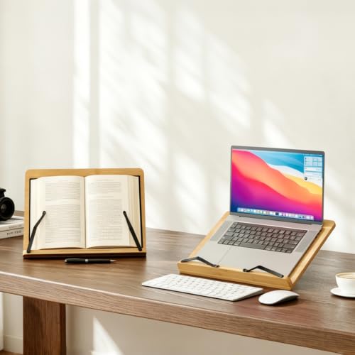 Cook Book Stand,Adjustable Height Book Holder for Reading Hands Free - size: M-13.2*9.5 inches