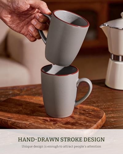 famiware Venus Coffee Mugs Set of 4, 13 oz Ceramic Stoneware Mug Cup Set - color: Dark Gray, size: 4pcs
