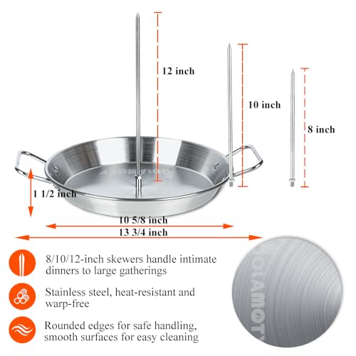 Shawarma Pan, Vertical Skewer Pan, Gyro Pan Spit Stand for oven - size: 10.5" Pan&3 Skewers With Brush&TacoHolder