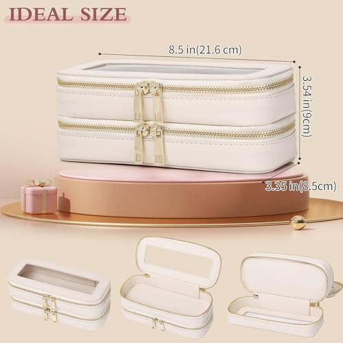 Pinkmik Double Layer Makeup Bag, Beige, Double SLIM - color: B3/Beige, size: 2-Layer SLIM