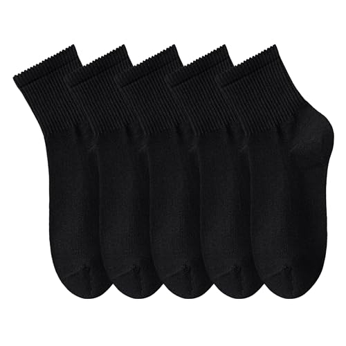 Women's Cotton Quarter Crew Socks - color: 02 Black - 5 Pairs