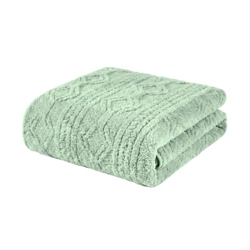 SUPERIOR Fleece Boho Jacquard Blanket, Decorative Blankets for Bedroom, Sofa, Fuzzy, Plush, Fluffy, Soft, Cute Room Decor, Beautiful Cover, Comfort Essentials, Arctic Collection, Throw, Sea Foam - color: Sea Foam, size: Throw
