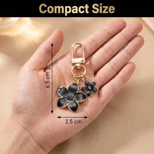 9Pcs Daisy Flower Keychains Gold Alloy Lobster Clasp Bag Charms for Handbags Backpacks Car Keys Women Accessories Set - color: Black, White, Pink