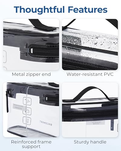 BAGSMART TSA Approved Toiletry Bag, 2 Pack Clear Makeup Cosmetic Bag Organizer, Quart Size Travel Bag for Toiletries, Carry-on Travel Accessories Essentials, Black-2pcs - color: 01-Black