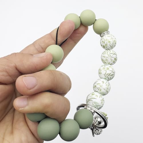 Unpafcxddyig Silicone Bead Keychain Bracelet Wristlet Key Ring - color: Army Green