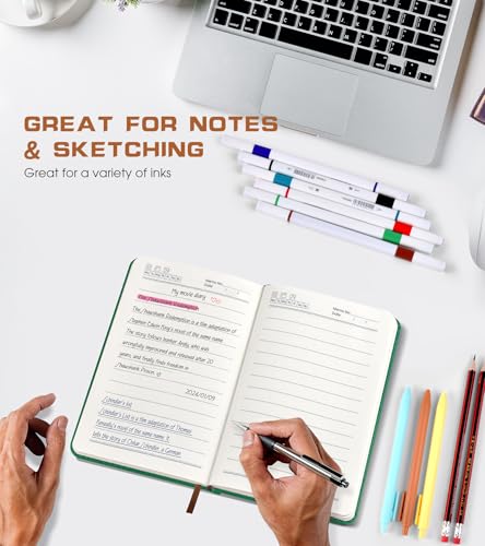 Biuwory A6 Leather Pocket Notebook, 140 Lined Pages Hardcover Small Journal - color: Green, size: Lined-140 Pages (3.7"×5.7")