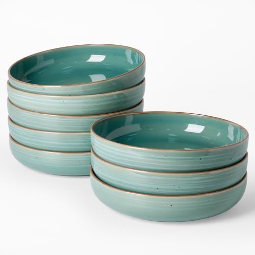 famiware Meteor 33 oz Pasta Bowls Set of 8, Peacock Green - color: Peacock Green, size: Set of 8