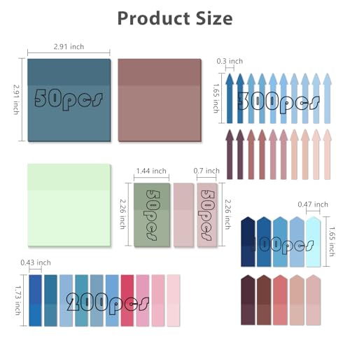 1100 Sheets Transparent Sticky Notes, Clear Book Tabs and See Through Arrow Page Markers, Writable Annotation Index Flags Tapes for School Office Supplies (Vintage) - color: Vintage