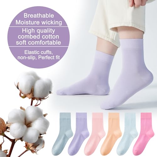 ATBITER Women Thin Cotton Crew Socks,Ankle Bootie Casual Dress Socks 6Pairs - color: 6 Pairs 6mix, size: 9-11