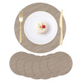Round Imitation Bamboo PVC Placemats Set of 6,Countertop Protector - color: Light Brown