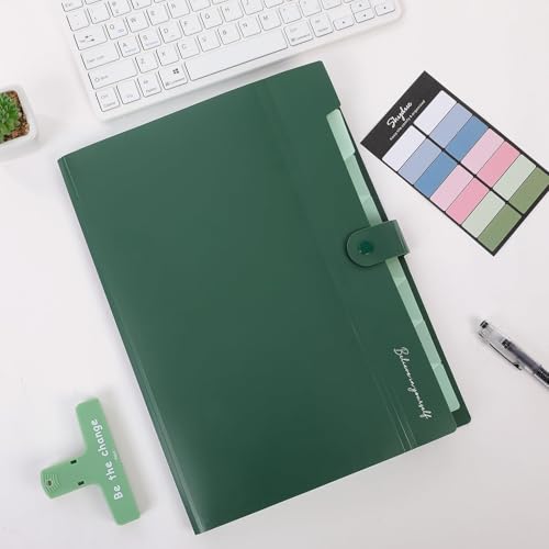 SKYDUE Expanding File Organizer with 8 Pockets, Accordion File Folders - color: Forestgreen