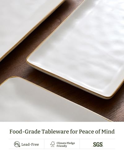 Famiware Serving Platters Set of 3 Sizes - Rectangular, Matte White - color: Matte White
