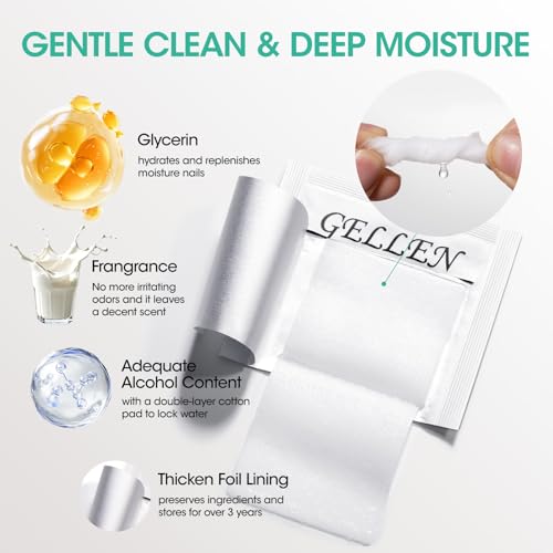 GELLEN Nail Cleanser Pads, 200 Pack Alcohol Prep Pads Individually Wrapped - size: 200PCS